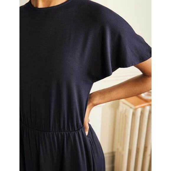 Boden Flutter Sleeve Jersey Dress in Black Size 6 - Picture 2 of 9